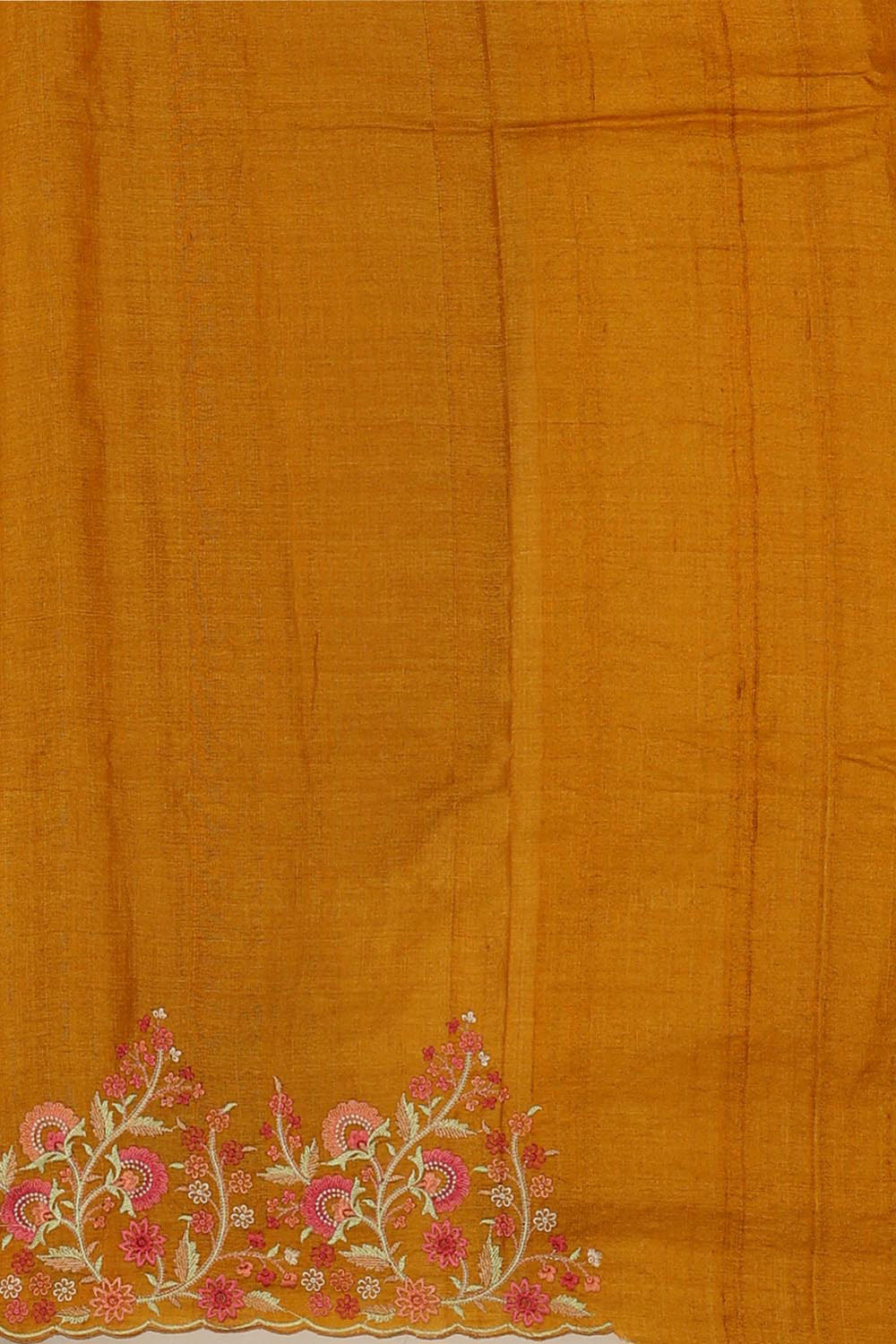 Image of Tussar Silk Mustard Yellow Saree